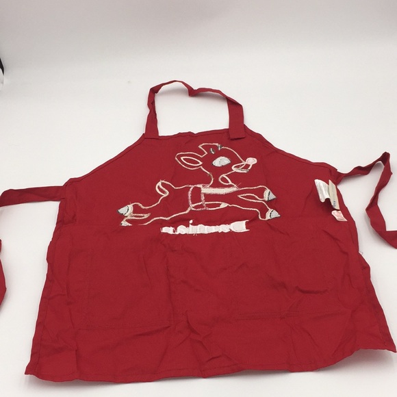 Pottery Barn Kids Christmas Red Rudolph Child Apron Damian Holiday - Picture 6 of 15